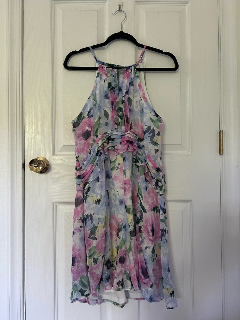 NWOT Tahari Floral Chiffon Halter Dress Size 4